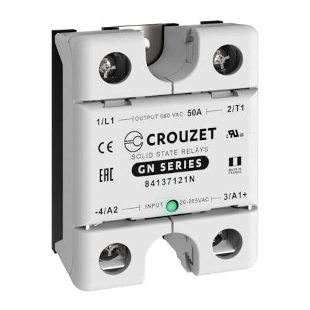 CROUZET SSR, 1 Phase, Panel Mount, 50A, IN 20-265 VAC, OUT 660 VAC, Zero Cross 84137121N